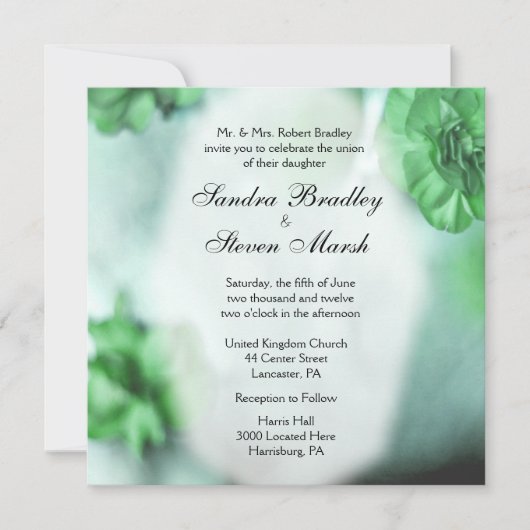 Invitations de mariage floral vert (Devant)