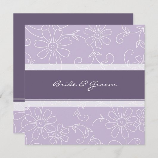 Invitations de mariage Floral violet et blanc (Devant / Derrière)