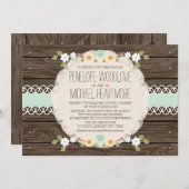 INVITATIONS DE MARIAGE FLORALE RUSTIQUE (Devant / Derrière)