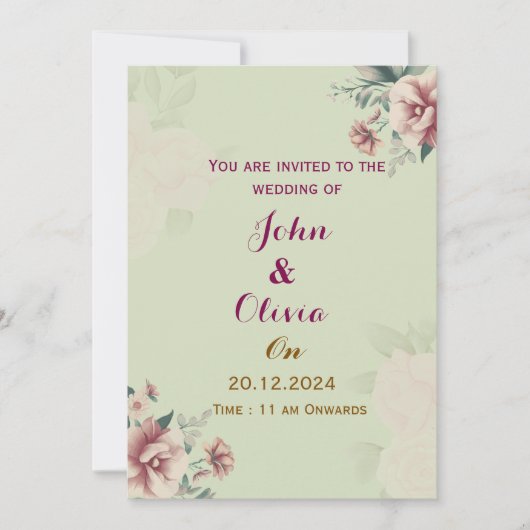 Invitations de mariage florales (Devant)