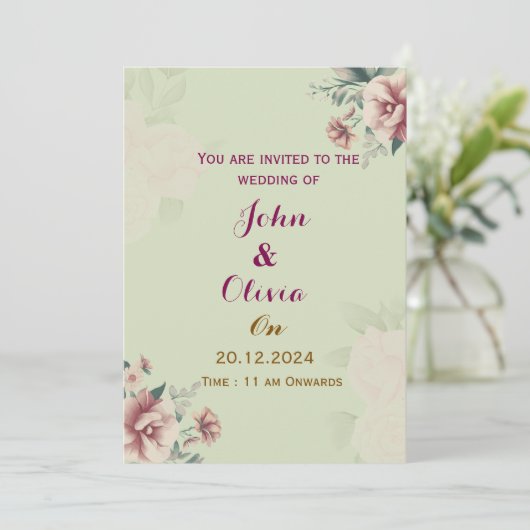 Invitations de mariage florales (Debout devant)