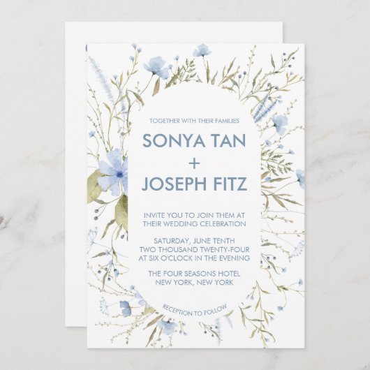 Invitations de mariage florales (Devant / Derrière)