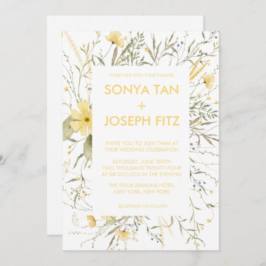 Invitations de mariage florales (Devant / Derrière)