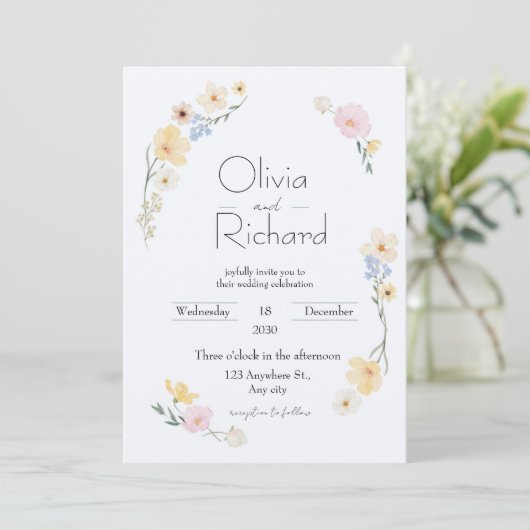 Invitations de mariage florales (Debout devant)