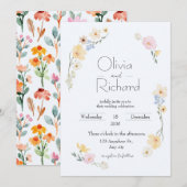 Invitations de mariage florales (Devant / Derrière)