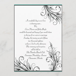 Invitations de mariage florales à feuilles