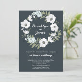 Invitations de mariage florales Couronne blanche (Debout devant)