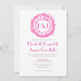 Invitations de mariage florales de couronne