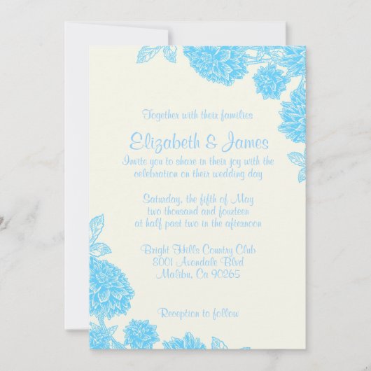 Invitations de mariage florales de luxe (Devant)
