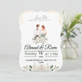 Invitations de mariage florales élégantes - entièr (Debout devant)