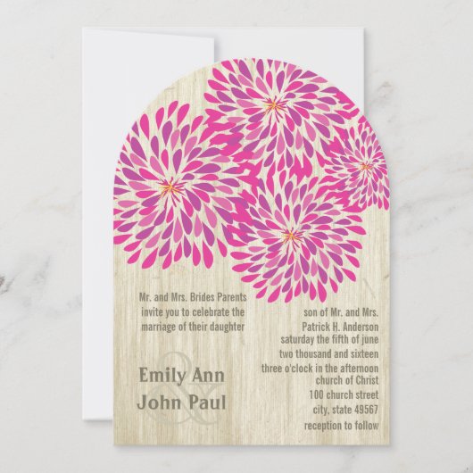 Invitations de mariage florales modernes Chrysanth (Devant)