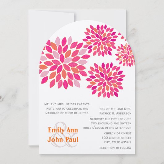 Invitations de mariage florales modernes Chrysanth (Devant)