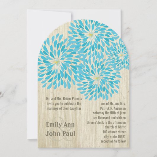 Invitations de mariage florales modernes Chrysanth (Devant)