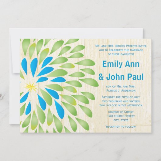 Invitations de mariage florales modernes Chrysanth (Devant)