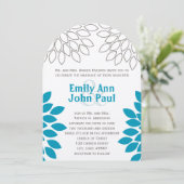 Invitations de mariage florales modernes Chrysanth (Debout devant)