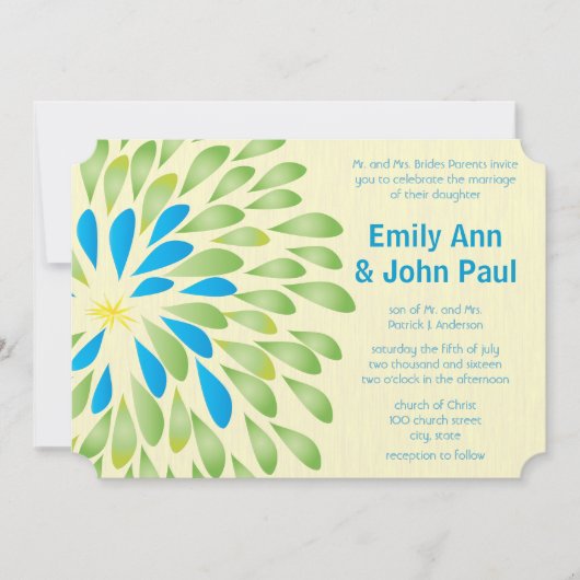 Invitations de mariage florales modernes Chrysanth (Devant)
