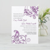 Invitations de mariage florales rétro (Debout devant)