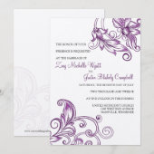 Invitations de mariage florales rétro (Devant / Derrière)
