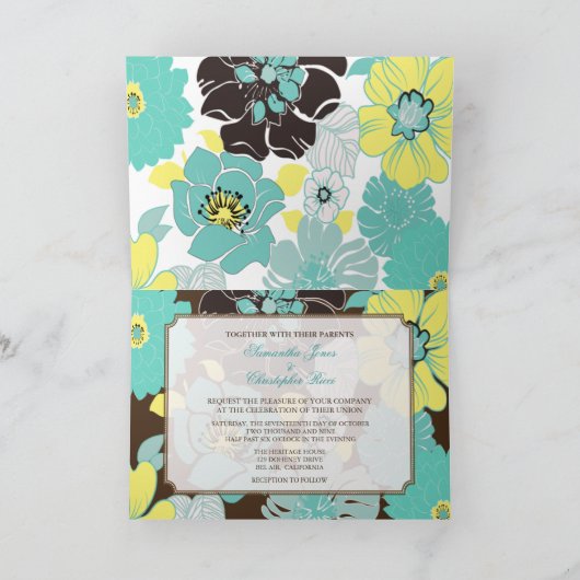 Invitations de mariage ~ flores d'été pavot bleu (Intérieur)