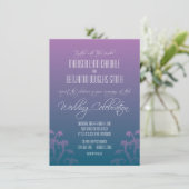 Invitations de mariage florissantes au bleu pourpr (Debout devant)
