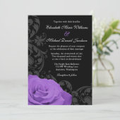 Invitations de mariage florissantes Roses violette (Debout devant)