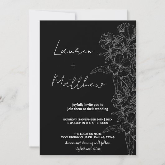 Invitations de mariage Flower Art (Devant)