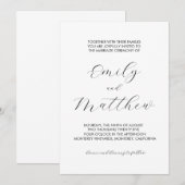 Invitations de mariage formelles et élégantes (Devant / Derrière)