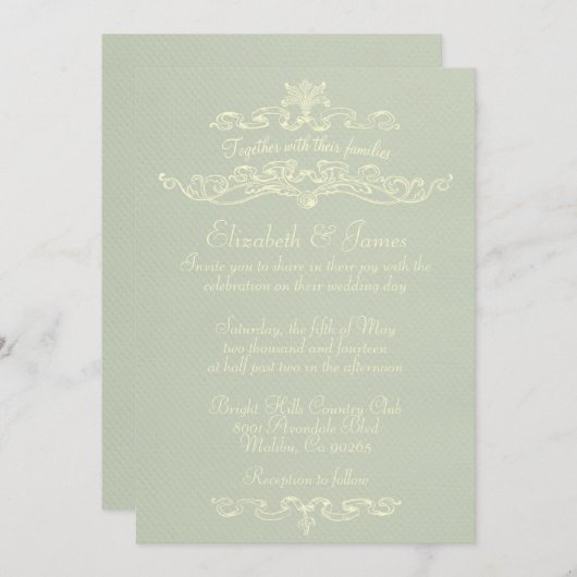 Invitations de mariage formelles simples (Devant / Derrière)