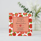 Invitations de mariage - Fraises Botanique Rouge (Debout devant)
