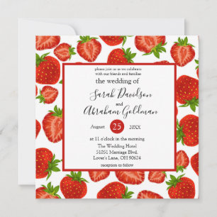Invitations de mariage - Fraises Botanique Rouge
