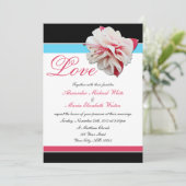 Invitations de mariage Fuchsia Flower Pink & Aqua (Debout devant)