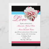 Invitations de mariage Fuchsia Flower Pink & Aqua (Devant / Derrière)