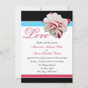 Invitations de mariage Fuchsia Flower Pink & Aqua
