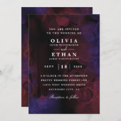 invitations de mariage fumé rouge et bleu (Devant / Derrière)