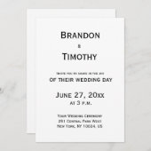 Invitations De Mariage Gay Noir Et Blanc (Devant / Derrière)