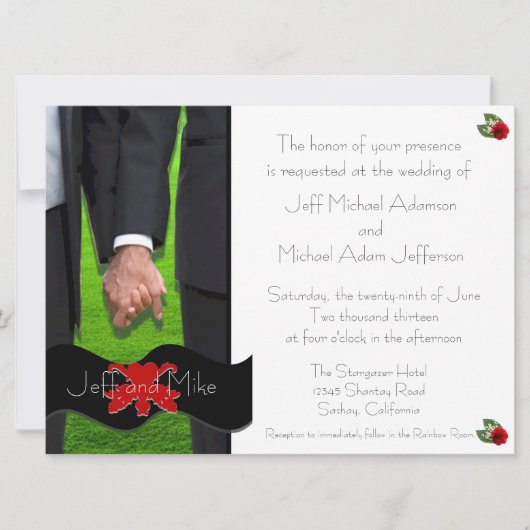 Invitations de mariage gay personnalisées pour deu (Devant)