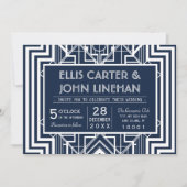 Invitations de mariage géométrique de la Marine (Devant)