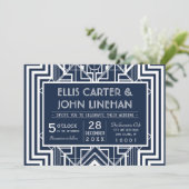 Invitations de mariage géométrique de la Marine (Debout devant)