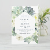 Invitations de mariage géométrique florale Succule (Debout devant)