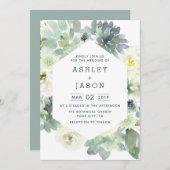 Invitations de mariage géométrique florale Succule (Devant / Derrière)
