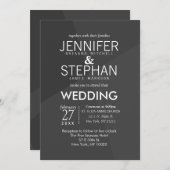 Invitations de mariage géométrique noir et gris (Devant / Derrière)
