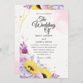 invitations de mariage géométriques de tournesol e (Devant / Derrière)