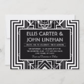 Invitations de mariage géométriques noires (Devant)