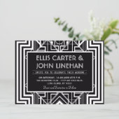 Invitations de mariage géométriques noires (Debout devant)