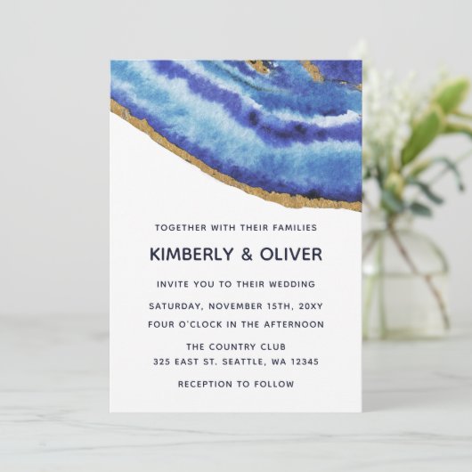 Invitations de mariage Gilt Agate (Debout devant)