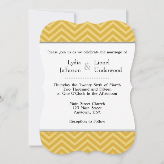 Invitations de mariage Gold Chevron (Devant)