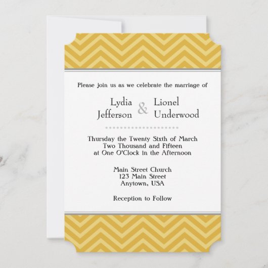 Invitations de mariage Gold Chevron (Devant)