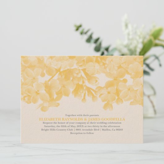 Invitations de mariage Gold Floral (Debout devant)