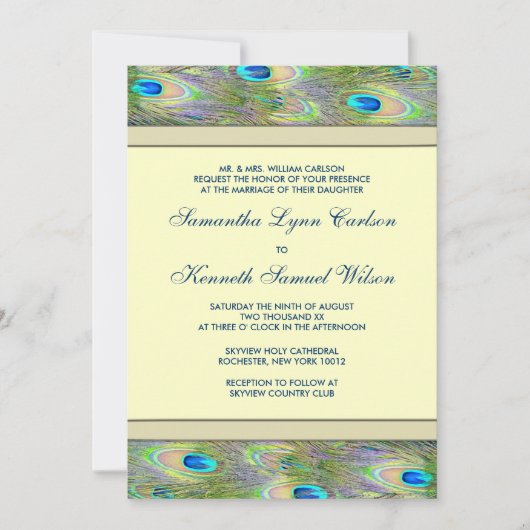 Invitations de mariage Gold Peacock (Devant)