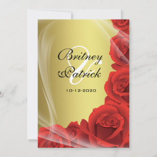 Invitations de mariage Gold & Red Rose